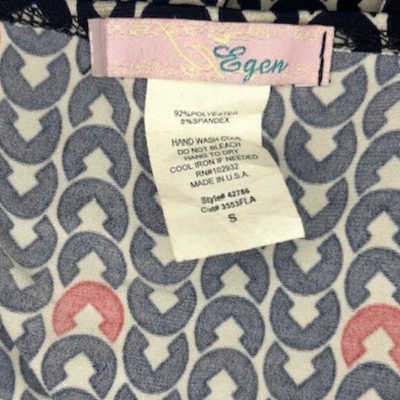 Egen Babydoll Navy, Red and White Patterned Top Size S - Picture 8 of 9